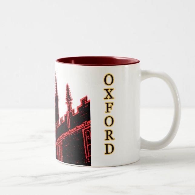 Oxford England 1986 Building Spirals Red Two-Tone Coffee Mug (Right)