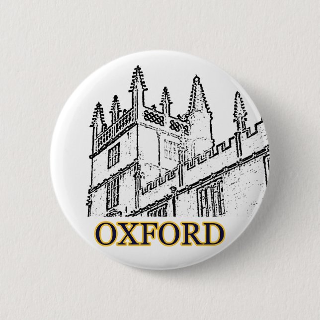 Oxford England 1986 Building Spirals White Button (Front)