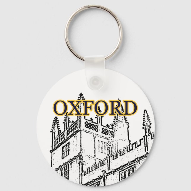Oxford England 1986 Building Spirals White Keychain (Front)