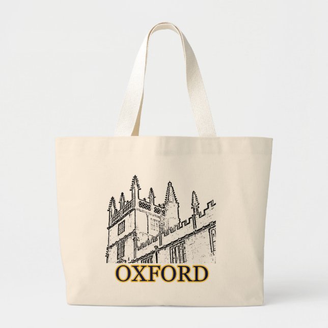 Oxford England 1986 Building Spirals White Large Tote Bag (Front)