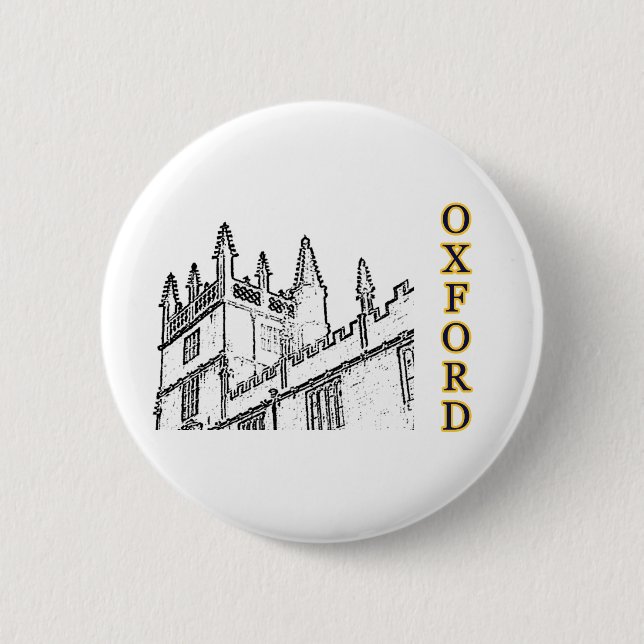 Oxford England 1986 Building Spirals White Pinback Button (Front)