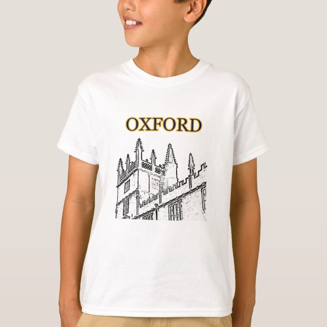 Oxford England 1986 Building Spirals White T-Shirt (Front)