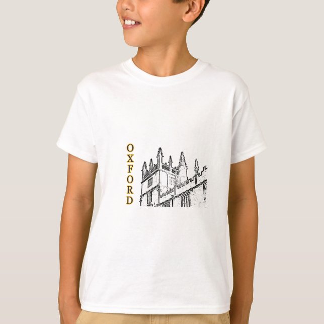 Oxford England 1986 Building Spirals White T-Shirt (Front)