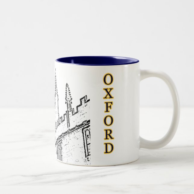 Oxford England 1986 Building Spirals White Two-Tone Coffee Mug (Right)