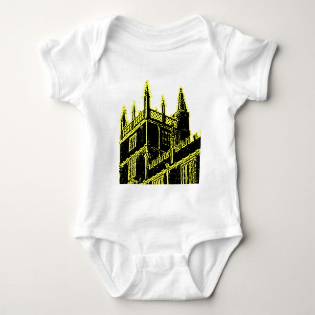 Oxford England 1986 Building Spirals Yellow Baby Bodysuit (Front)