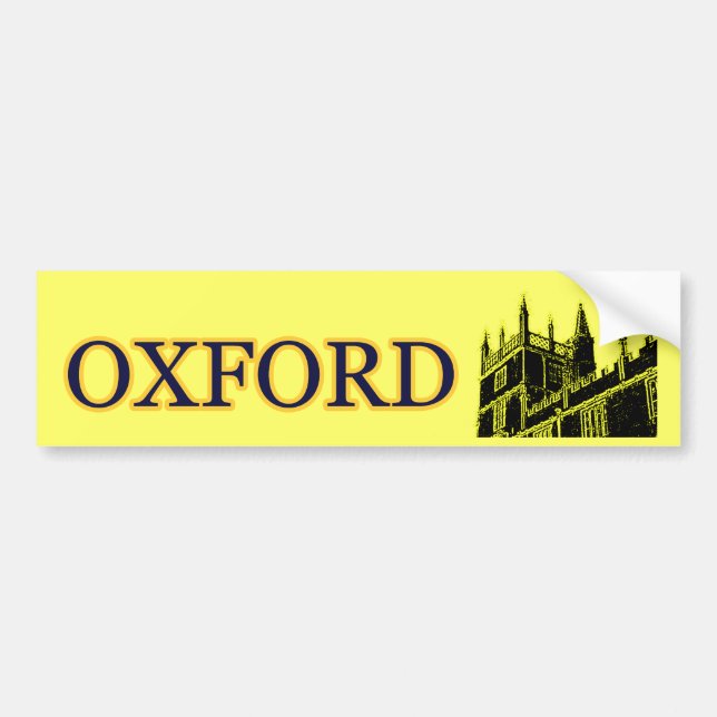 Oxford England 1986 Building Spirals Yellow Bumper Sticker (Front)