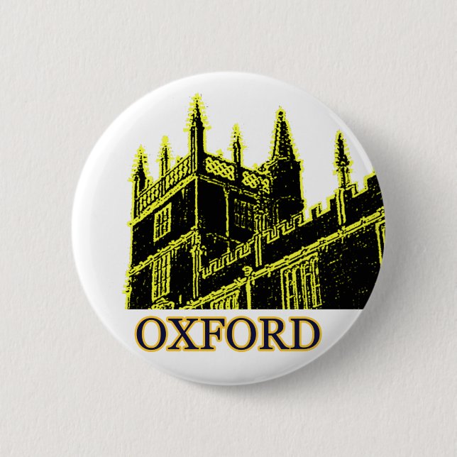 Oxford England 1986 Building Spirals Yellow Button (Front)