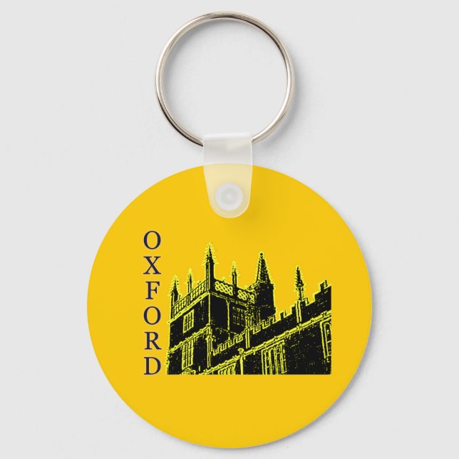Oxford England 1986 Building Spirals Yellow Keychain (Front)