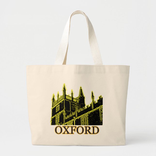 Oxford England 1986 Building Spirals Yellow Large Tote Bag (Front)