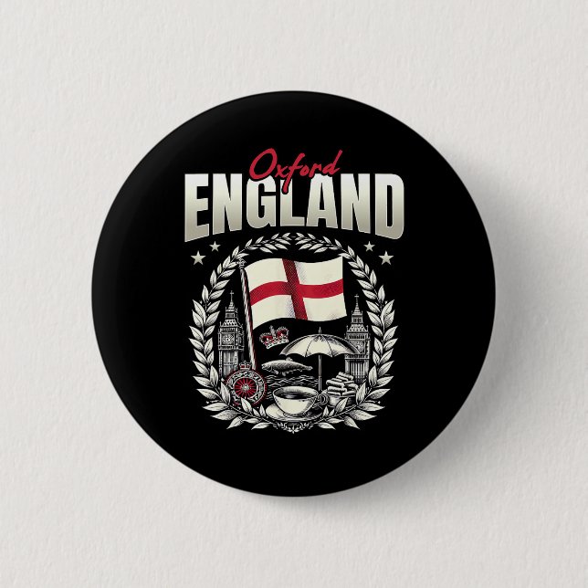 Oxford England Flag Souvenir Oxford Vacation  Button (Front)