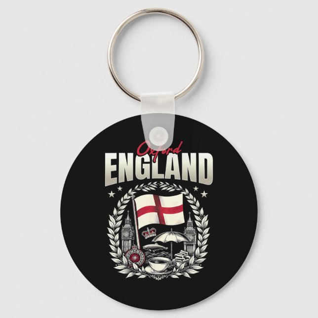 Oxford England Flag Souvenir Oxford Vacation  Keychain (Front)