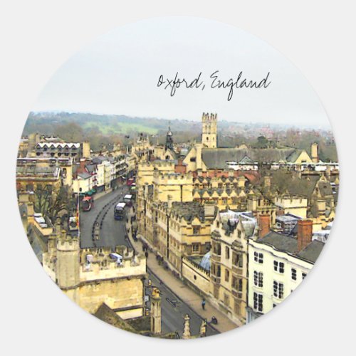 Oxford England High St View Classic Round Sticker