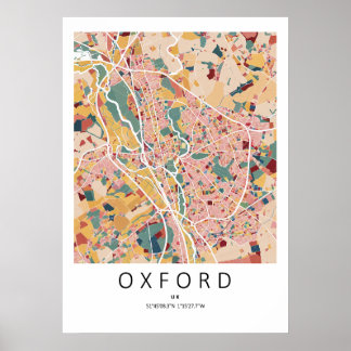 Oxford England Map Poster | Modern City Wall Art