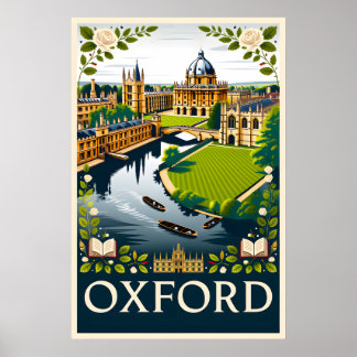 Oxford England Retro Travel Poster Art
