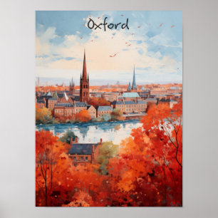 Oxford England Travel City Painting Aesthetic Poster