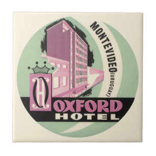 Oxford Hotel, Montevideo, Uruguay, Vintage Travel Ceramic Tile