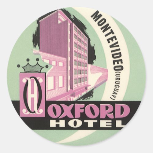 Oxford Hotel Montevideo Uruguay Vintage Travel Classic Round Sticker