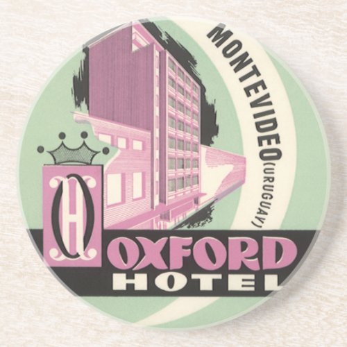 Oxford Hotel Montevideo Uruguay Vintage Travel Drink Coaster