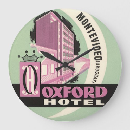 Oxford Hotel Montevideo Uruguay Vintage Travel Large Clock