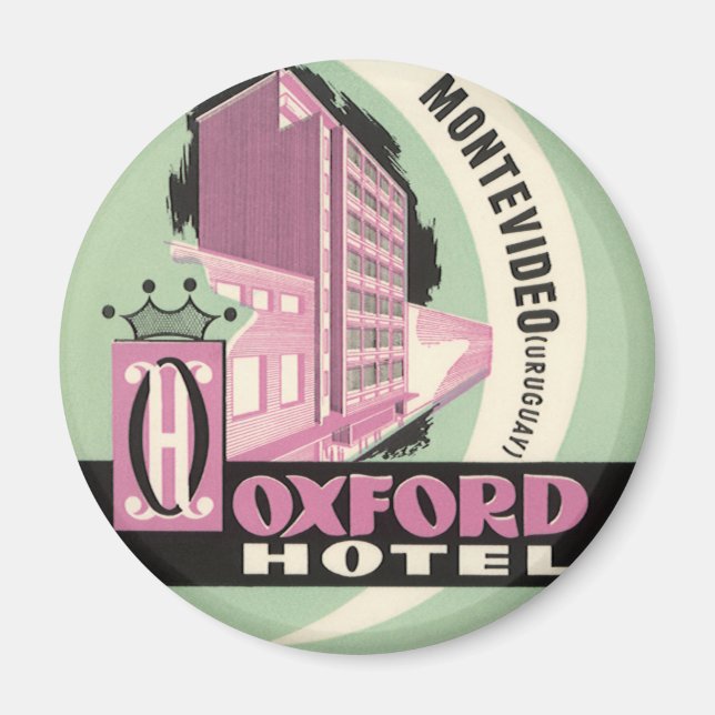 Oxford Hotel, Montevideo, Uruguay, Vintage Travel Magnet (Front)