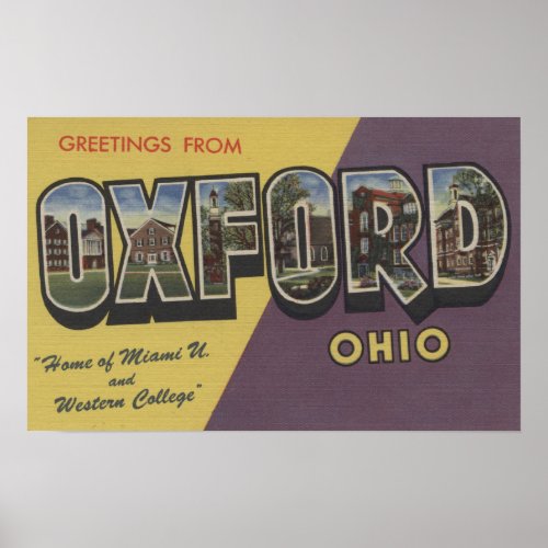 Oxford Ohio _ Miami U  Western College Poster