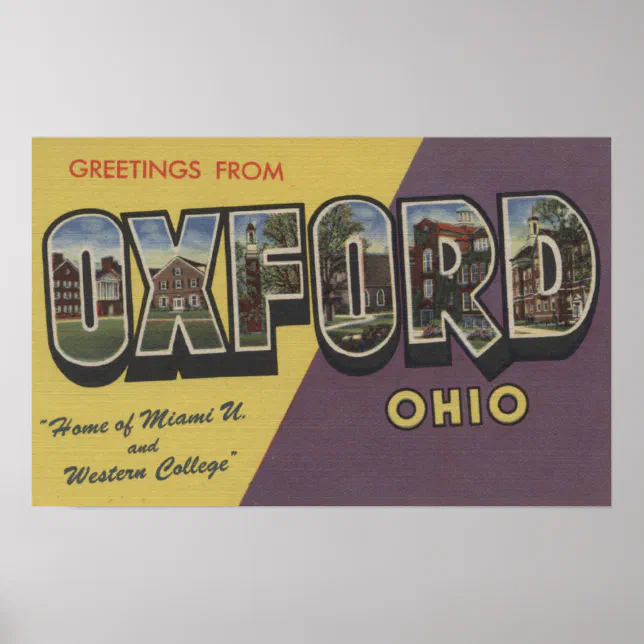 Oxford, Ohio Miami U & Western College Poster Zazzle