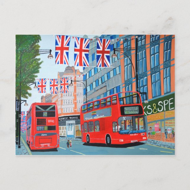 Oxford Street- Queen's Diamond  Jubilee Postcard (Front)