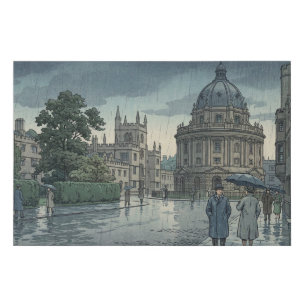 Oxford University in Rain Faux Canvas Print