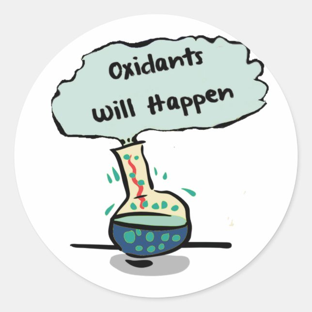 Oxidants Happen - Chemistry Humor Classic Round Sticker (Front)