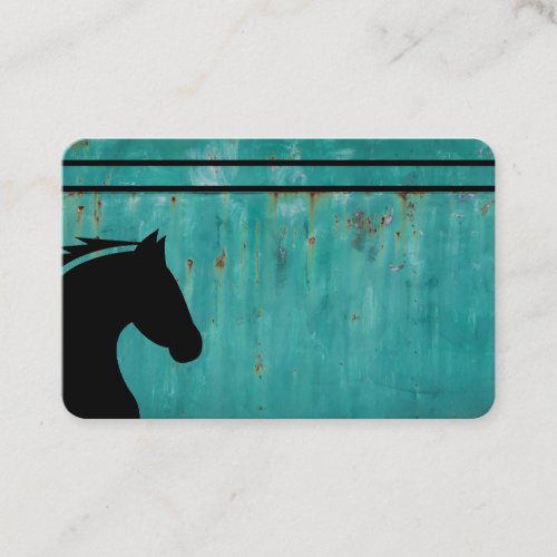 Oxidized Metal wBlack Horse Head on a Template Business Card