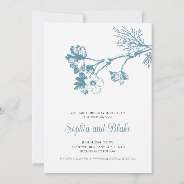 Oxley Green Flowers Wedding Invitation (Front)