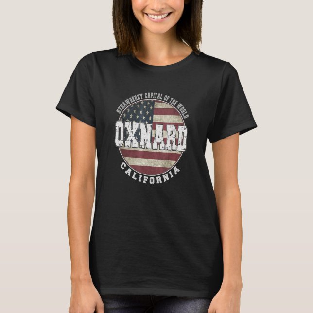 Oxnard California  Vintage American Flag T-Shirt (Front)