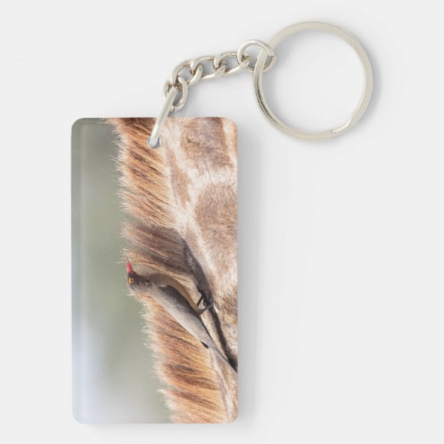 Oxpecker on a giraffe keychain (Back)