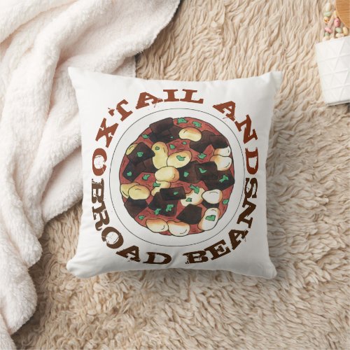 Oxtail and Broad Beans Stew Jamaican Food Throw Pillow