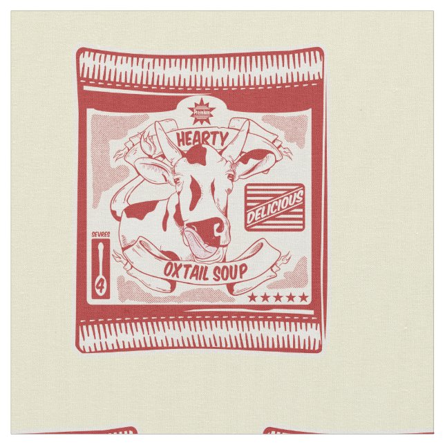 Oxtail soup pop art fabric (Close Up)