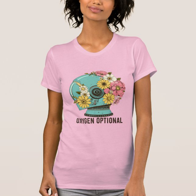 Oxygen Optional – Whimsical Astronaut Helmet with  T-Shirt (Front)