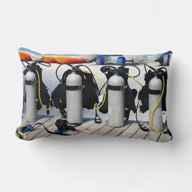 Oxygen Tanks for Scuba Diving in the Caribbean Lumbar Pillow (Front)