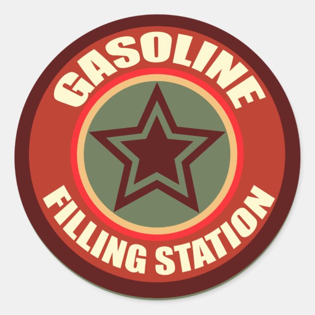 Oxygentees Gasoline Filling Station Classic Round Sticker (Front)