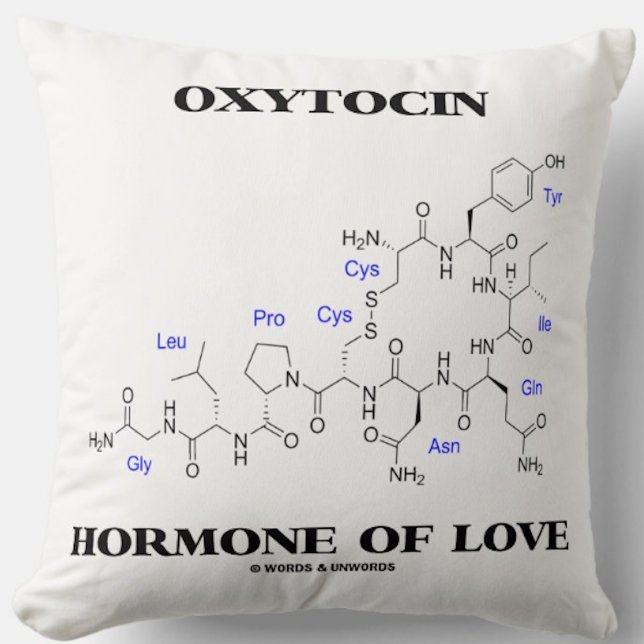 Oxytocin Hormone Of Love (Chemical Molecule) Throw Pillow (Throw pillow for any biochemist featuring chemical structure of oxytocin)