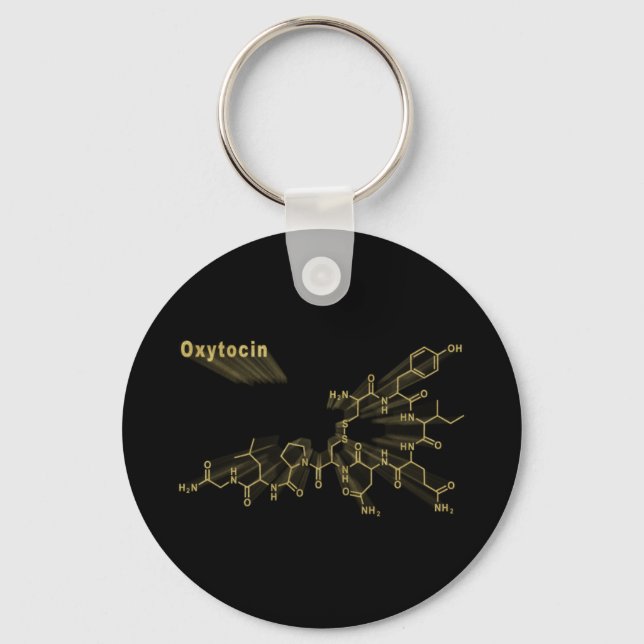Oxytocin Hormone Structural chemical formula gold Keychain (Front)