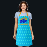 Oy to the World Apron<br><div class="desc">Stylized menorah and an all-over pattern of Stars of David.</div>
