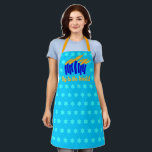 Oy to the World Apron<br><div class="desc">Stylized menorah and an all-over pattern of Stars of David.</div>