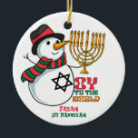 Oy To The World Cute Happy Hanukkah Ceramic Ornament<br><div class="desc">Searching for great gifts for Chrismukkah,  Christmas or Hanukkah? Check out this item and our full collection of fun,  unique personalized items for that special someone in your circle.</div>