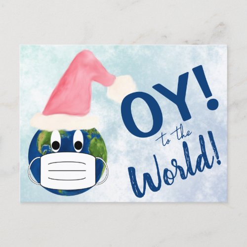 OY to the World Funny Face Mask Pandemic Holiday Postcard