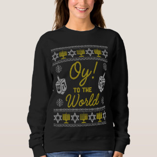 Oy To The World Funny Hanukkah Sweater Style Jewis