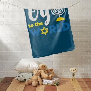 Oy To The World, Funny Happy Hanukkah Baby Blanket