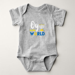 Oy To The World, Funny Happy Hanukkah Baby Bodysuit