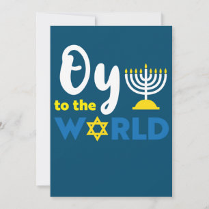 Oy To The World, Funny Happy Hanukkah Invitation