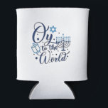 Oy to the World Hanukkah Jewish Funny  Can Cooler<br><div class="desc">Jewish holiday humor,  Hanukkah 2025,  menorah celebration,  oy vey joke,  Hanukkah pun,  Jewish Christmas parody,  holiday season Jewish humor,  festive Jewish saying,  menorah tee</div>