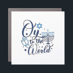 Oy to the World Hanukkah Jewish Funny  Car Magnet<br><div class="desc">Jewish holiday humor,  Hanukkah 2025,  menorah celebration,  oy vey joke,  Hanukkah pun,  Jewish Christmas parody,  holiday season Jewish humor,  festive Jewish saying,  menorah tee</div>